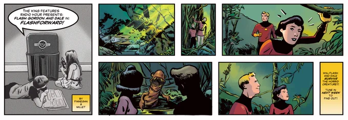 Last year the wonderful @teaberryblue allowed me fulfill a life long dream of being paid to write/draw a newspaper comic strip. Here is my take on Flash Gordon. Colors by the great @Jason_Millet 