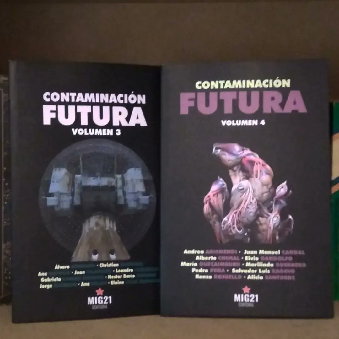 UraniumWorkings's tweet photo. Recién salidos de imprenta! En Mig21 Editora ya tenemos ejemplares de todos nuestros libros en papel. 
Los precios:
* Contaminación Futura 1, 2, 3 y 4, cada uno 300 pesos uruguayos.
* Trashpunk, 350 pesos.
* El bosque que crece por las noches, 450 pesos. https://t.co/rql9DSr2JM