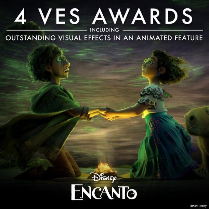 thejaredbush's tweet photo. Beyond thrilled for the brilliant #Encanto geniuses who literally brought the house down, made magic, brought Mirabel to life, gave Antonio a world to call his own, and raised the bar in virtual cinematography beyond our wildest dreams. Congratulations!! #VESAwards 👏🦋✨ https://t.co/Wv2etw1c47