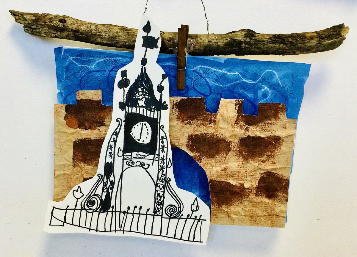 mill_view's tweet photo. Wonderful artwork created by year 1, as part of their ‘Our Local Life’ topic. Children painted the River Dee, printed the Roman Walls and completed an observational drawing of the Eastgate Clock. And the branches are all local, collected after Storm Eunice!  @CAcademiesTrust https://t.co/6C2tLS1QTO