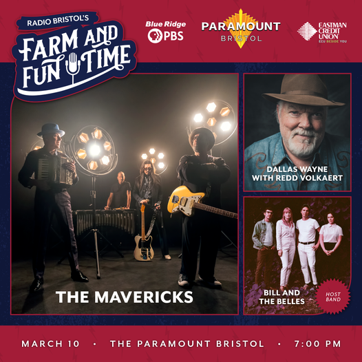 DiscoverBristol's tweet photo. The popular Farm & Fun Time show, hosted by @WBCMradio, is at the @ParamountTN tomorrow.
See @MavericksMusic, @Dallas_Wayne, and @BillandBelles perform at the historic theater!
Get ๐๏ธ ยป https://t.co/iu8zih3S0I
#DiscoverBristol #FarmAndFunTime #PBS https://t.co/epNGTSat1s