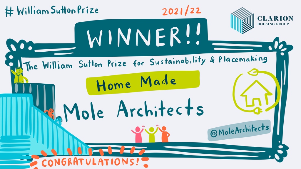 MeredithMole's tweet photo. We're delighted to have won #williamsuttonprize 2021 for Sustainability and Placemaking.
Look forward to developing this scheme further & w/ thanks to @clarionhousinggroup
#molearchitects #competition #groupbuild #buildinggroups #sustainable #housing #collaborative #ukhousing https://t.co/ocxztAAEeR