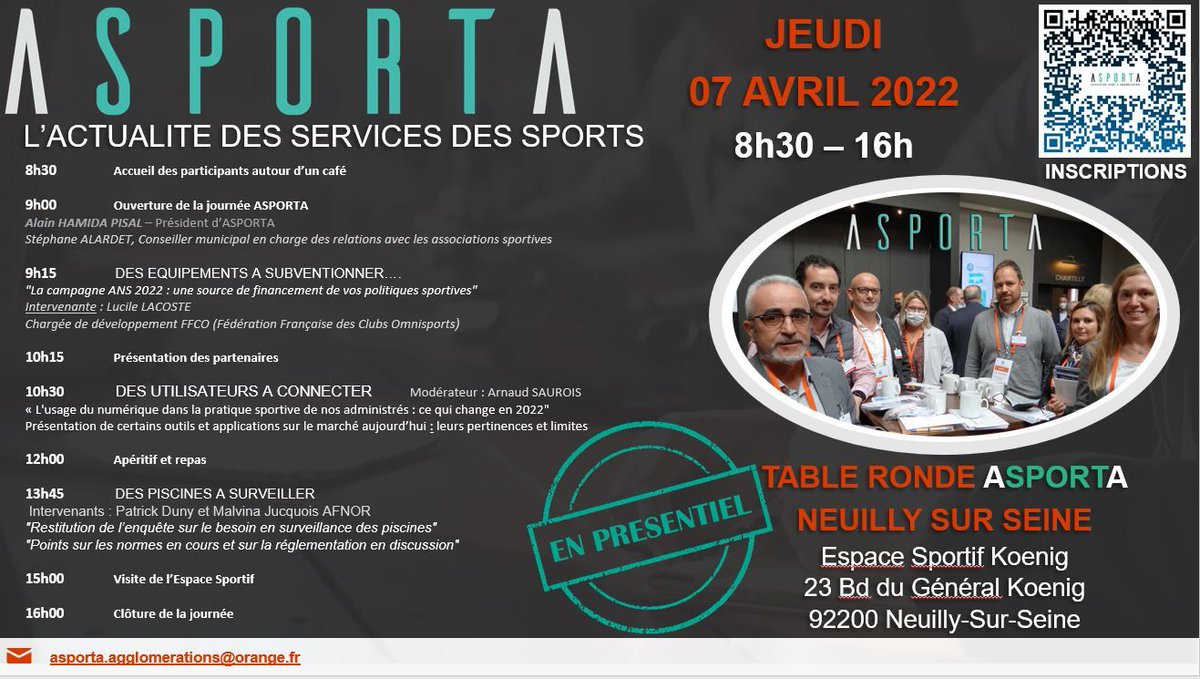 ASPORTA2's tweet photo. Jeudi 7 avril : Journée en présentiel @ASPORTA2 
Inscription : https://t.co/Bvwhrnj61O
Le programme 👇 https://t.co/UVzdCRKX06