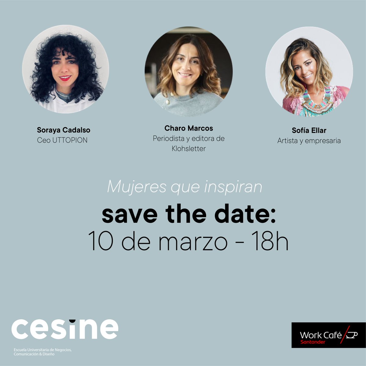 Porque inspirar es una forma de educar, invitamos a las tres mujeres que están revolucionando su sector a inspirar con su éxito a nuestras alumnas. Síguenos desde la pantalla gigante de c/Lealtad en Santander o por aqui bit.ly/3hV7DGh <a href="/bancosantander/">Santander</a> #cesiners