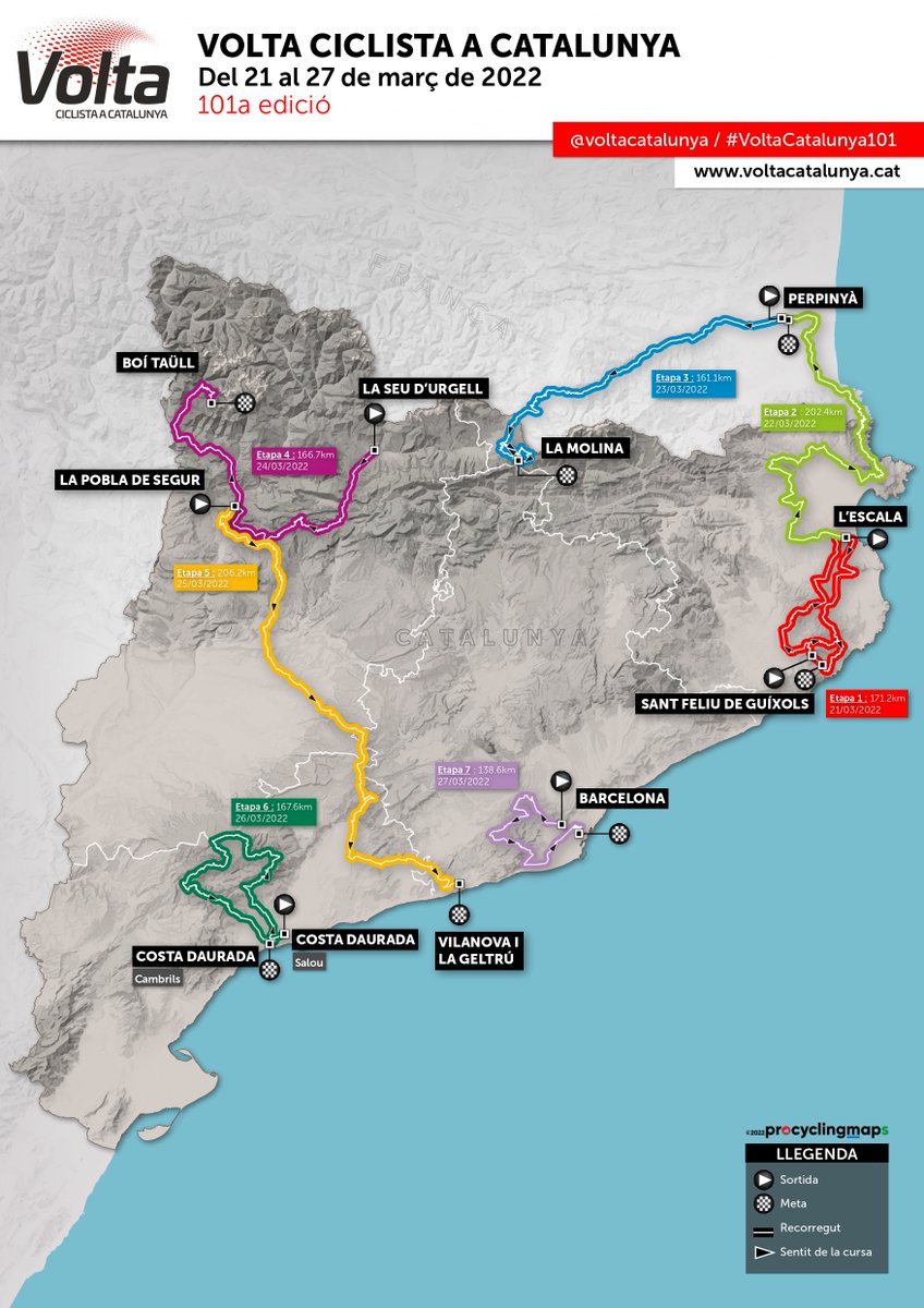 VoltaCatalunya's tweet photo. 🚴Aquest és el recorregut de la @voltacatalunya 2022! 😊

🗺️ ¡Este es el recorrido oficial de la #VoltaCatalunya 2022!

😍 Here you have the #VoltaCatalunya101 itinerary! https://t.co/ngQ0BbvU3y