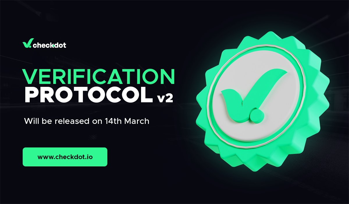 CheckDot expands its service area 

From March 14, CheckDot will do websites verification and Twitter verification. 

One step ahead in the cybersecurity industry, one step closer to our ultimate goal!✅

#cdt #checkdot #bsc #ALTSEASON #bnb #verification