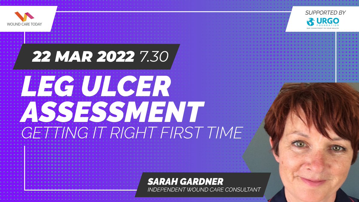 LegsMatter's tweet photo. Join Sarah Gardner on Tuesday 22nd March at 7.30pm as she discusses ‘Leg ulcer assessment: getting it right first time’ More information and how to register can be found here https://t.co/jK2pNr0Bq3 @woundwitch63 @WCTreport @UrgoMedicalUK https://t.co/03PIPqXtW6