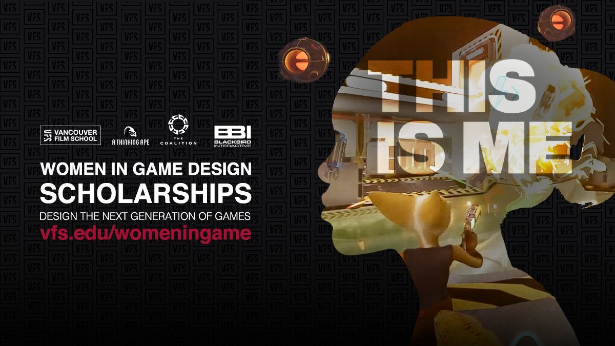 Vancouver Film School (@vfs) on Twitter photo The Women in Game Design Scholarship is back for 2022!
<a href="/InsideBBI/">InsideBBI</a>
<a href="/CoalitionGears/">The Coalition Studio</a>
<a href="/athinkingape/">A Thinking Ape</a>
Apply by April 10 for your chance to design the next generation of games at VFS.
vfs.edu/scholarships/w… The Women in Game Design Scholarship is back for 2022!
<a href="/InsideBBI/">InsideBBI</a>
<a href="/CoalitionGears/">The Coalition Studio</a>
<a href="/athinkingape/">A Thinking Ape</a>
Apply by April 10 for your chance to design the next generation of games at VFS.
vfs.edu/scholarships/w…