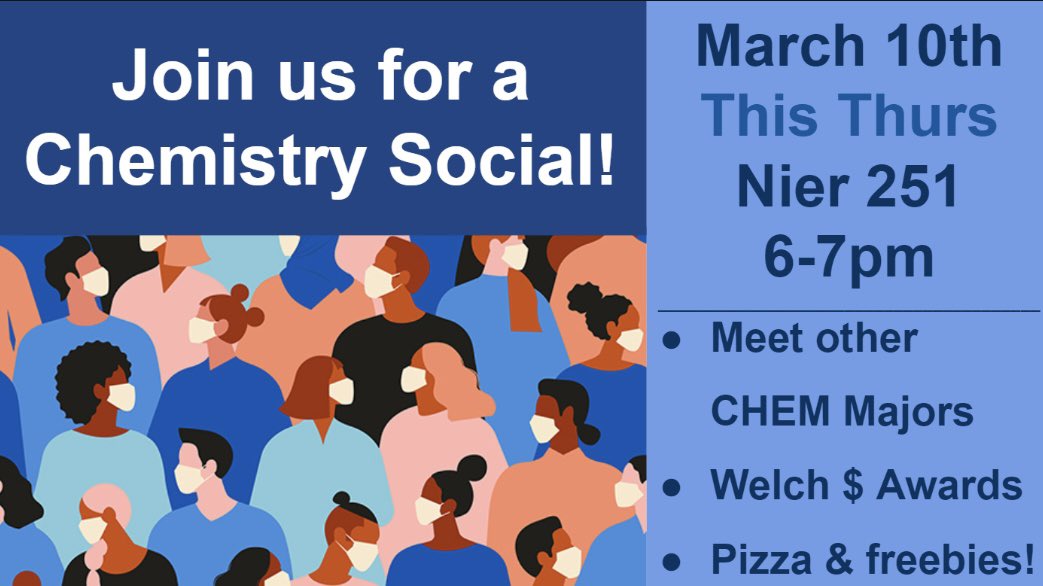 tamukacs's tweet photo. Join us this Thursday, March 10th, from 6-7pm in Nierman Hall Rm 251 for our Chemistry Social !! 🧪 🍕 

#ACS #ACSTAMUK @javelinanation https://t.co/AEwTWC0aWv