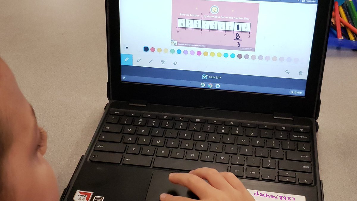 swilliams206's tweet photo. Ms. Graves and I co-taught a lesson on improper fractions by using the co-teacher feature of @PearDeck with her 3rd grades at @ForkShoalsES. #GCS1Vision1Voice #GCSPLI https://t.co/tN1s09h2aN