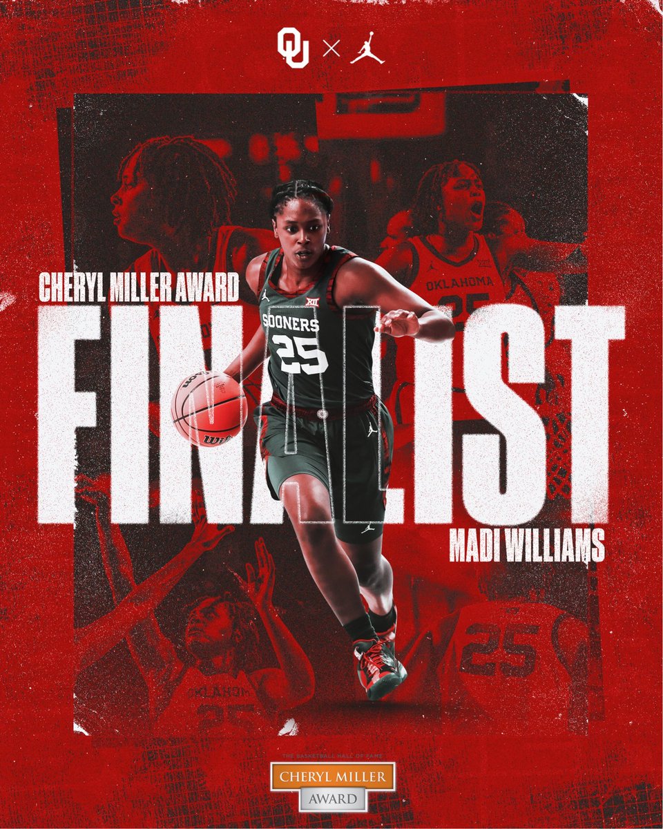 OU_WBBall's tweet photo. ᴇʟɪᴛᴇ ʀᴇᴄᴏɢɴɪᴛɪᴏɴ ꜰᴏʀ ᴀɴ ᴇʟɪᴛᴇ ᴘʟᴀʏᴇʀ.

Madi Williams is one of 5️⃣ finalists for the Cheryl Miller Award, given out each year to the country’s best small forward! 

#Sooners x @madi_wms https://t.co/zEhMLaQmOC