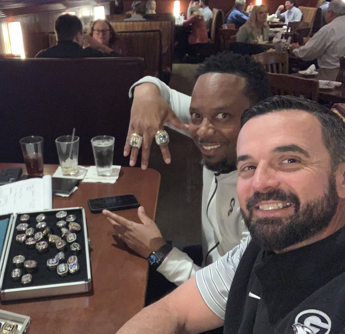 coachholmes54's tweet photo. Two things I love, Eating and trying on Rings!!! #WarEagle #ProcessContinues @GCAHoops1 https://t.co/dp2STF4ZBU
