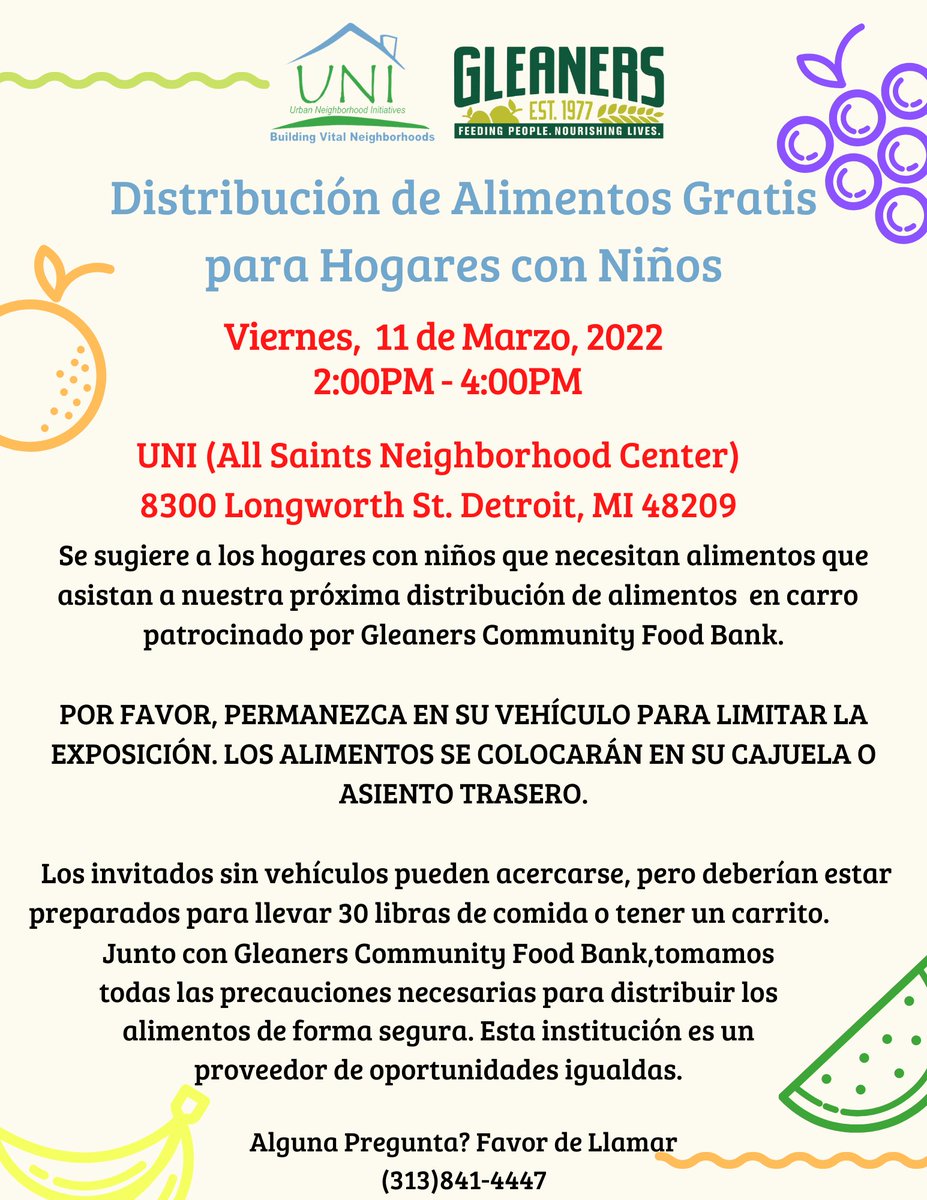 SWdetroitCBC's tweet photo. Friday March 11: Free food from 2-4pm &amp; health clinic/vaccine drive from 1-5pm at @UNI_Detroit https://t.co/IYTNVtDzIa