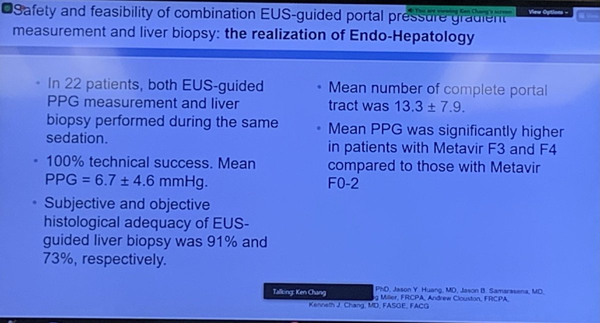 LizzieAbyMD's tweet photo. Great lecture by Dr. Kenneth Chang on #endohepatology &amp; #EUS guided portal pressure measurements

Presented a case of EUS guided HVPG measurements for use in the diagnosis of pre-sinusoidal portal HTN

Curious when others reach for EUS portal pressure measurements🤔
#LiverTwitter https://t.co/OlgXl4AV3f