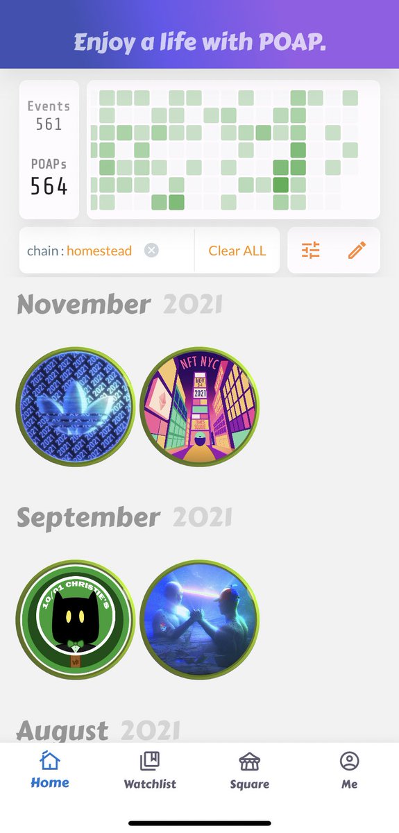 glorylaboratory's tweet photo. 1⃣️Filtering by chains is now supported, POAPs on mainnet have shiny effects. ✨
2⃣️You can receive notifications of the latest #POAP events if you turn on push in settings. ❗️They're public events to be applied for, some of which may not end up being approved for review. https://t.co/YrOQDFAq7H