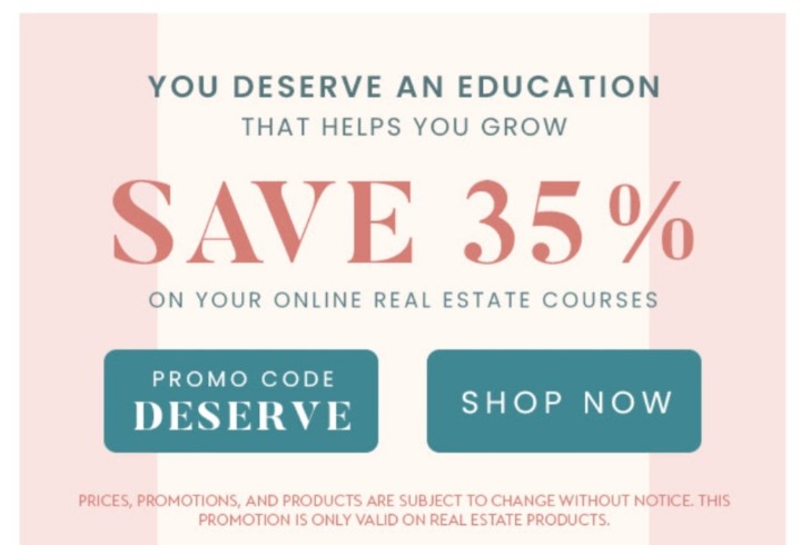 AgentsfirstC's tweet image. Save 35% on all Exam Prep, Pre-Licensing, Post-Licensing, and Continuing Education today, March 9th by visiting, agentsfirst.TheCEShop.com and use the promo code DESERVE to save 35% on your online real estate courses.