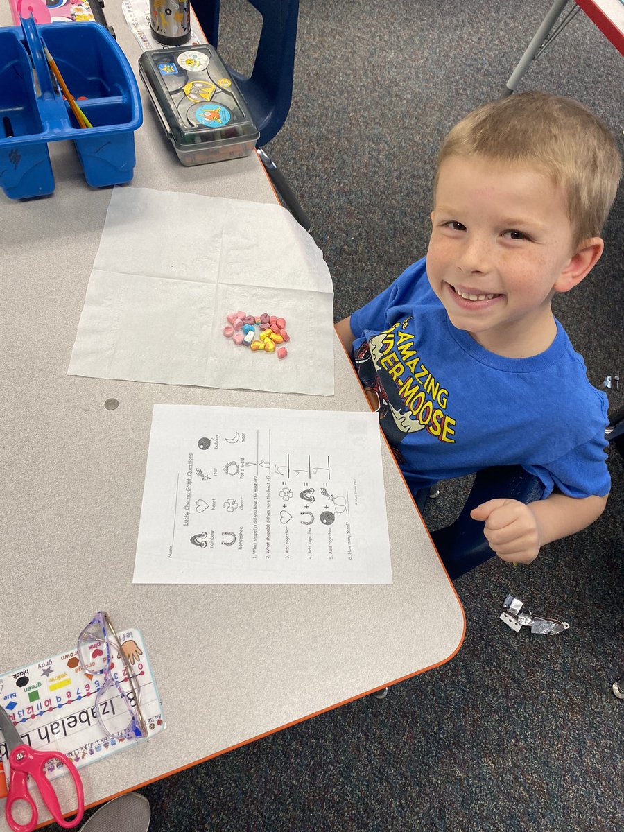 EmilyList7's tweet photo. We enjoyed our fun little math activity today with Lucky Charms! 🌈🍀 @USD449 https://t.co/JZsVq97eRX