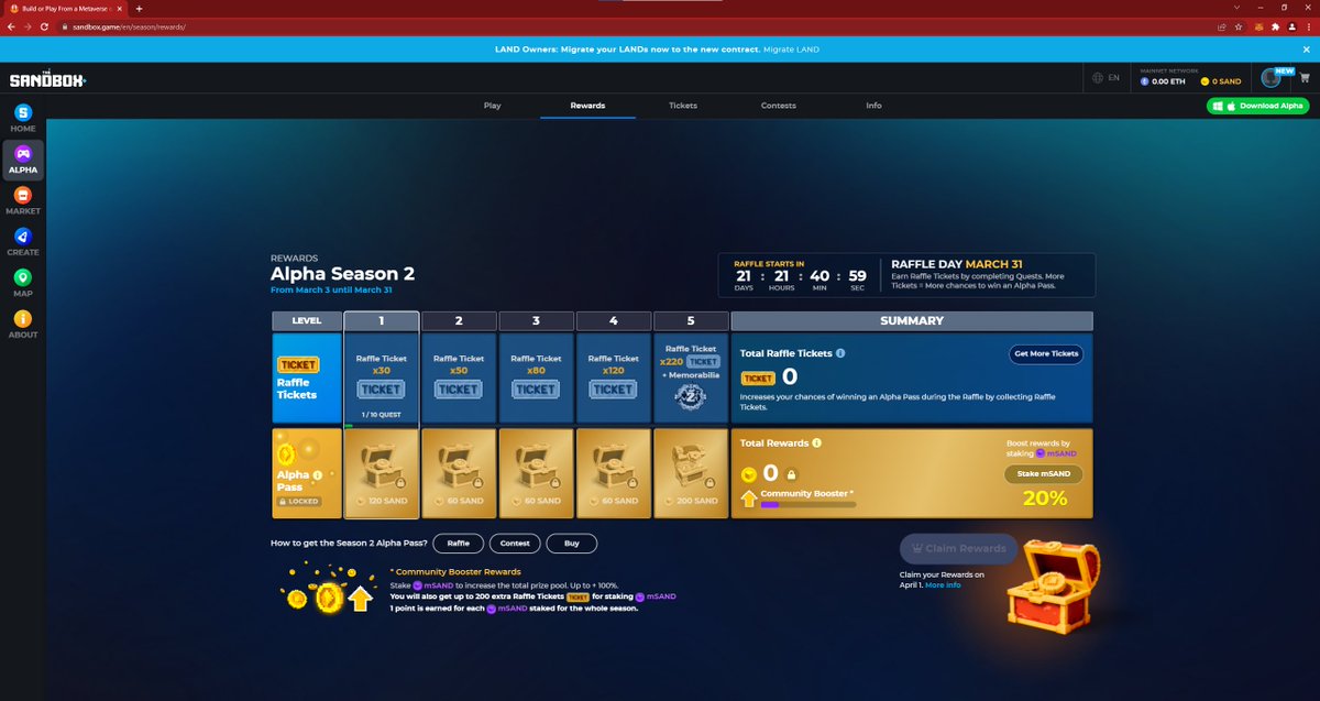 belkaletit's tweet photo. @TheSandboxGame I just participated in the daily #SandboxAlphaS2Contest for a chance to earn up to 1,000 $SAND! Starting March 9 -  Show your Raffle Tickets. Check out my screenshot below! 👇 #SandboxAlphaS2 https://t.co/aePugPTQIv