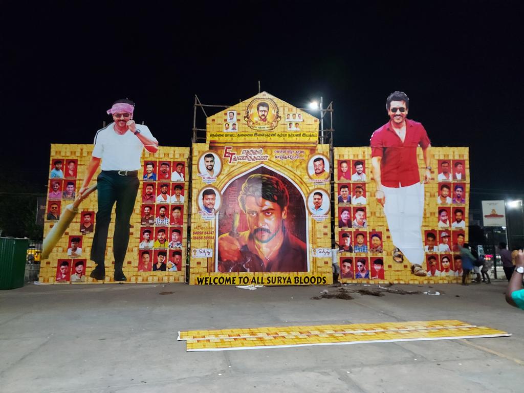 TvlSFC's tweet photo. Our team #TVLDistHeadSFCYouthWing Massive Fort for our Thalaivar @Suriya_offl Placed @RamCinemas
Grand Celebration will begin soon with DJ.
@rajsekarpandian @SuriyaFansClub @SuriyaFansTeam
@pandiraj_dir
#EtharkkumThunidhavan
#ETfromTomorrow https://t.co/0Bkdd8bIQK