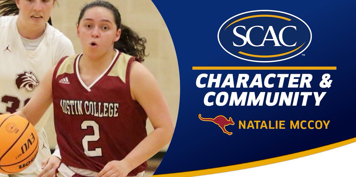 Congratulations to Natalie McCoy of <a href="/ACsports/">Austin College 'Roos Athletics</a>, this week's #SCAC Character &amp; Community Female Student-Athlete of the Week! | RELEASE:  scacsports.com/awardsHonors/c… #SCACpride