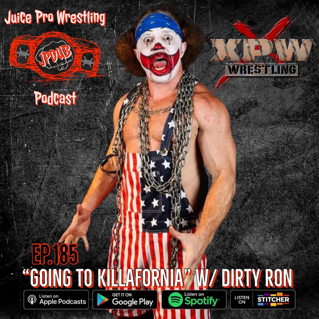 JuiceProPodcast's tweet photo. EP.185 w/ @dirtyronmcd 

🎧https://t.co/TsLgcVCCXN 

Topics:

-@Thexpwwrestling 
-@FISTCombatTV 
-@AEW 
-@WWE 
-Lucha Libre
-Deathmatch Wrestling
-Making Movies &amp; more! 

Order #Killafornia via @FiteTV 

Tix: https://t.co/ulnrQiNr37

#podcast #XPW #jpdub #WrestlingCommunity https://t.co/VgVTYRPMOM