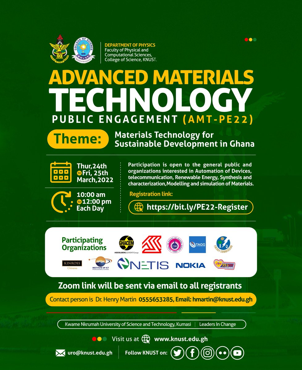 KNUSTGH's tweet photo. Participation is open to the general public and organisations interested in Automation of Devices, Telecommunication, Renewable Energy, etc..
Register at: https://t.co/mBPO3tz50I https://t.co/u5idObFRbw