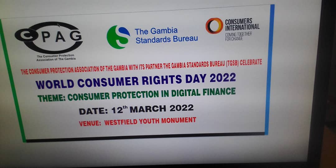 consumer_gambia's tweet photo. We're beginning the commemoration  of the #WCRD2022 early with one of our partners @TGSBstandards on the theme 'Consumer Protection in Digital Finance'. Join us for a consumer centred celebration. @Consumers_Int #FairDigitalFinance #betterdigitalworld https://t.co/O3wN4AugvM