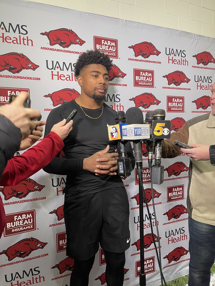 JourdanBlack's tweet photo. Treylon Burks on his 40 time: says he just encourages anyone to watch his film and see if anyone has caught him yet. https://t.co/rstHYxM9MK