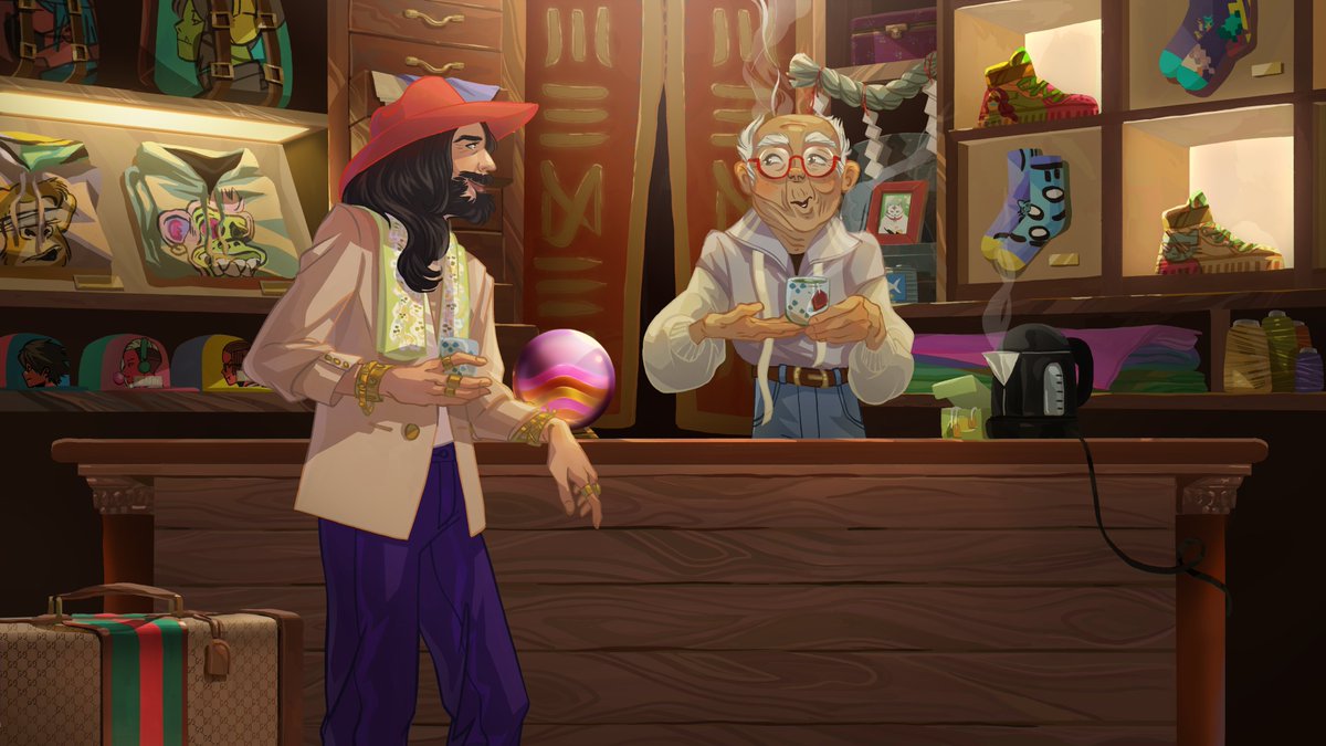My dear friend, Alessandro Michele, is in New Tokyo for a visit to the 10KTF Shop, and he comes bearing gifts from the #GucciVault! 🔮 Sip tea with us at 10KTF.com/shop and discover more. #10KTFGucciGrail discord.gg/10ktfshop <a href="/gucci/">gucci</a>