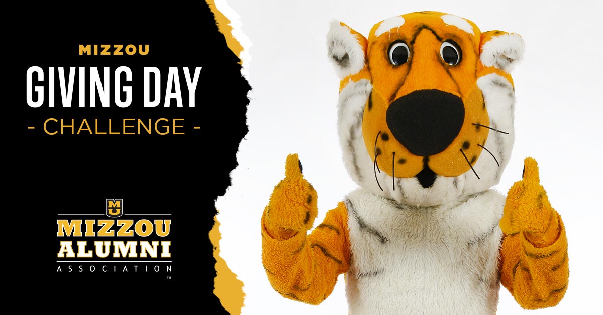 Mizzou's tweet photo. It’s time to show your stripes for today’s first #MizzouGivingDay challenge! @MizzouAlumni wants to see your most spirited photos 📸 

Comment a picture of you or your family (pets count, too!) wearing black &amp; gold for a chance to win $500 for the fund of your choice. https://t.co/N6eU1M0Qnt