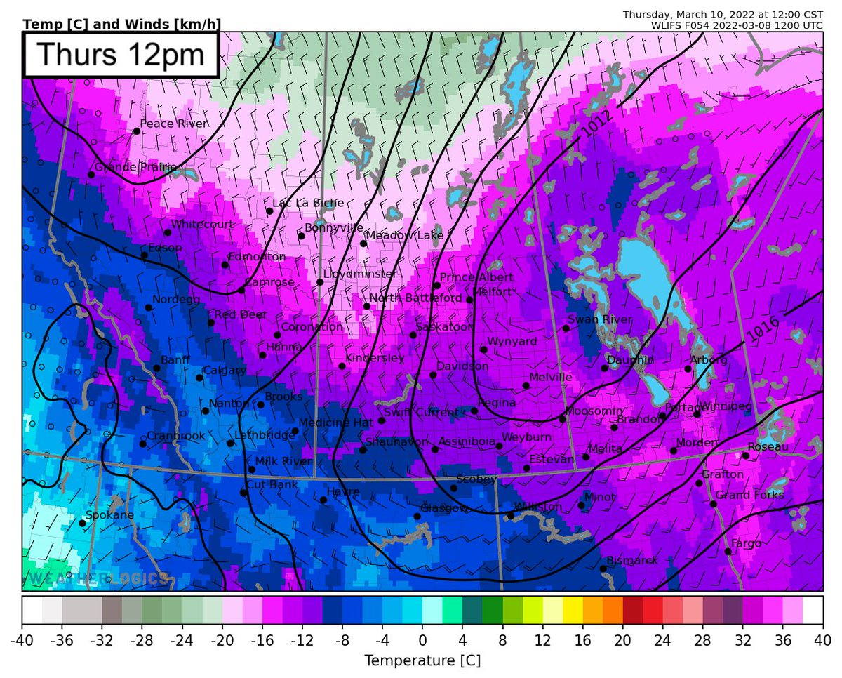 weatherlogics's tweet photo. A Polar airmass will settle into the Canadian Prairies over the next few days. For those looking for milder weather, there is some good news as longer range guidance indicates a good chance of above-average temperatures by next week.
#CdnWx #WestCdnWx #PrairieWx #MbWx #SkWx #AbWx https://t.co/ABkGEsqTla