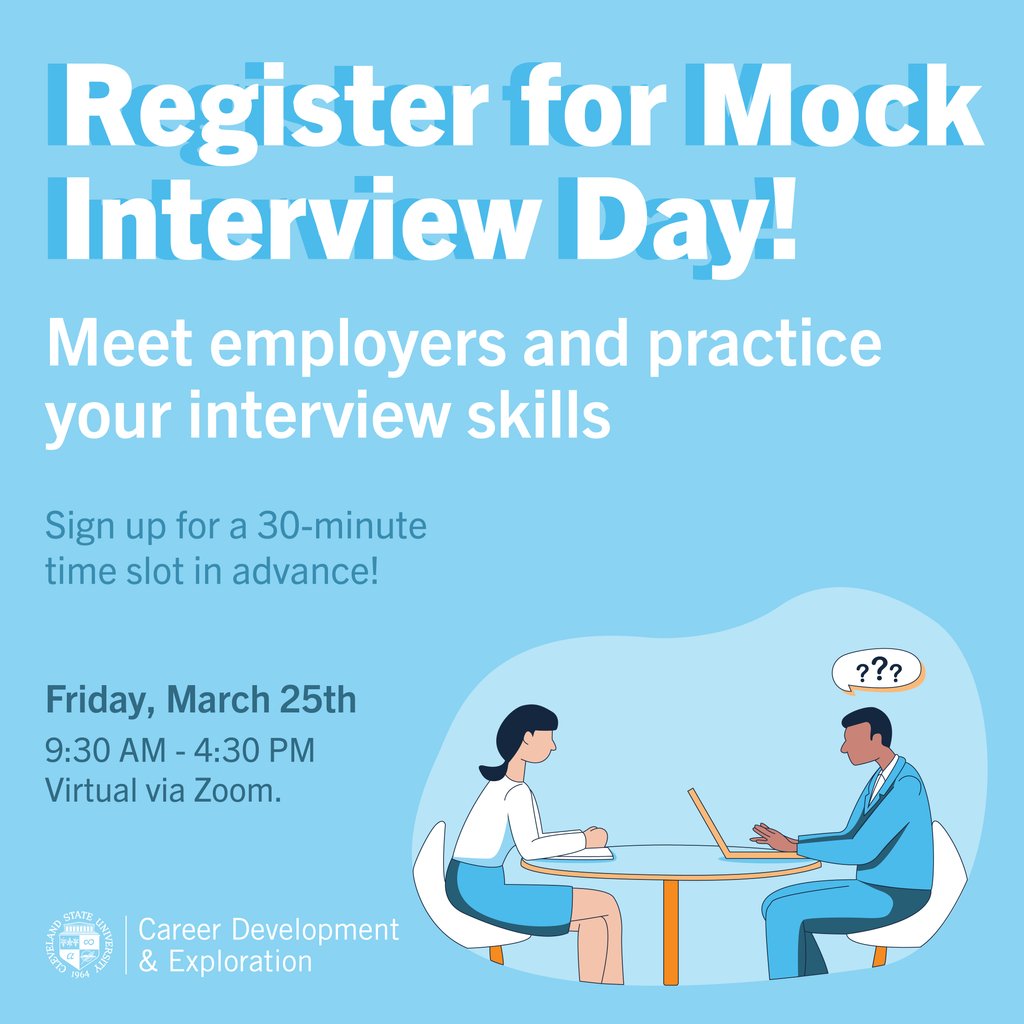 CSU_Careers's tweet photo. Check out our upcoming events! Join us TOMORROW, 3/10, for our virtual Pre-Professional Workshop from 2-3 PM. The College of Business Cornerstone Speaker Series is tomorrow from 12-1 PM. Finally, don't forget to sign up for Mock Interview Day, Friday 3/25!
https://t.co/KFOyDl7c6Z https://t.co/tQtexO0Hid