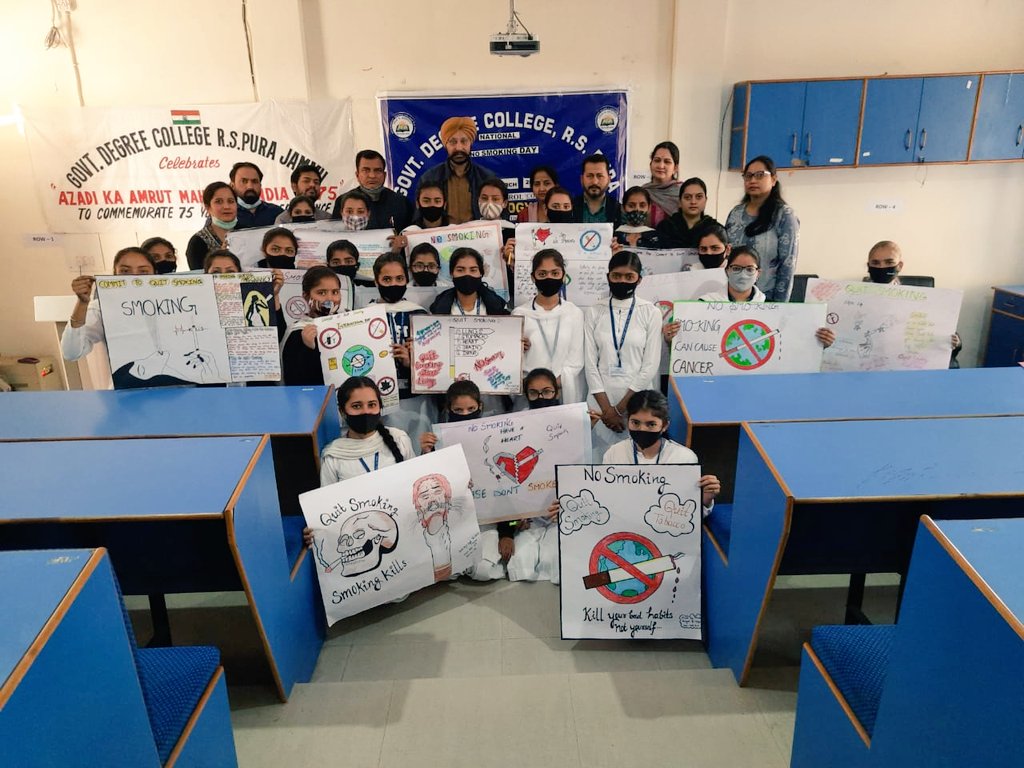 GDC_RS_Pura_NCC's tweet photo. NCC SW Cdts (2J&amp;K Girls BN) from GDC RS Pura,Jammu participated in poster making competition on 'National No Smoking Day'.
@DteJKL 
@HQ_DG_NCC 
@RanjanMahajan6 
@adgpi https://t.co/oP8yJUMWkm