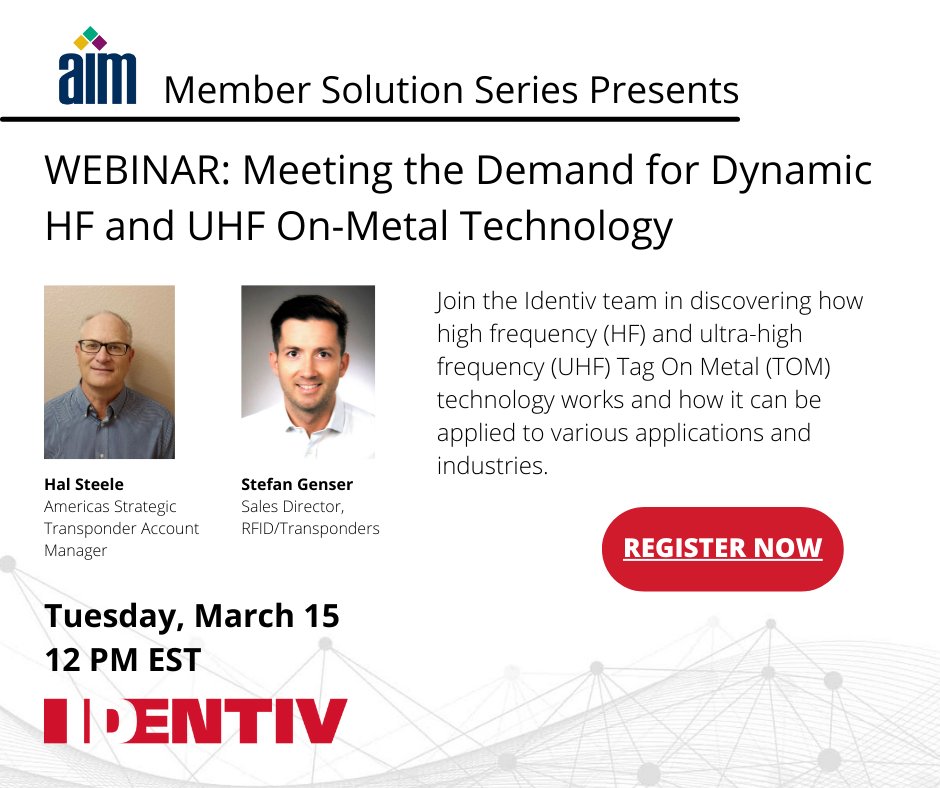 identivinc's tweet photo. Meet the most dynamic on-metal #RFID solution in the industry. 

Join the webinar "Meeting the Demand for Dynamic HF and UHF On-Metal Technology " on Tuesday, March 15th at 12 PM EST. 

Reserve your spot now: https://t.co/dPpBdUcTM5 

#rfidtechnology #webinar #identiv @AIM_Inc_ https://t.co/mRJrh5HxlL
