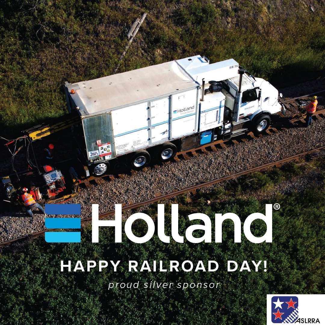 HollandRail's tweet photo. Happy Railroad Day! Holland is a proud sponsor of Railroad Day, hosted by the American Short Line and Regional Railroad Association. Today, we gather virtually to discuss the importance of investing in our railroad infrastructure. #ASLRRA #RRDAY22 https://t.co/R1QCYG6hOH