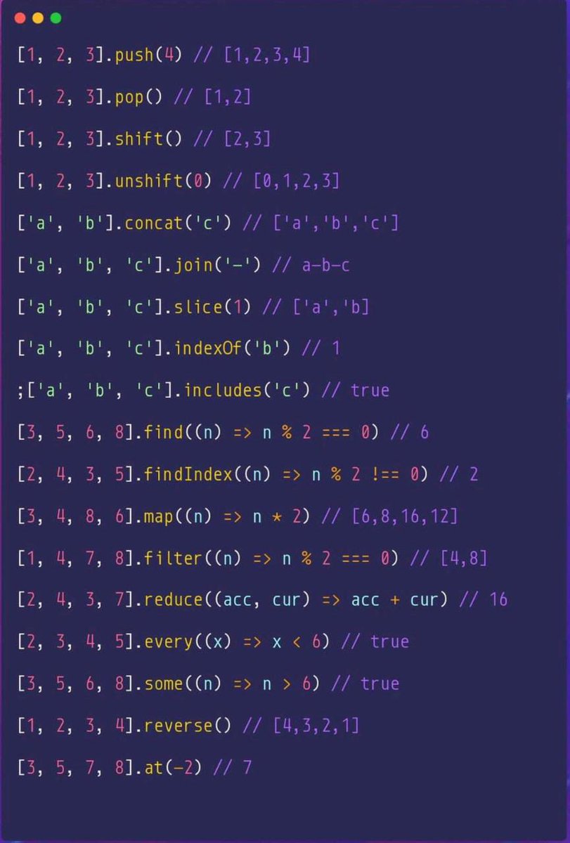JSAyushThakur's tweet photo. JavaScript Array Methods CheatSheet https://t.co/XjHU8Fsvkd