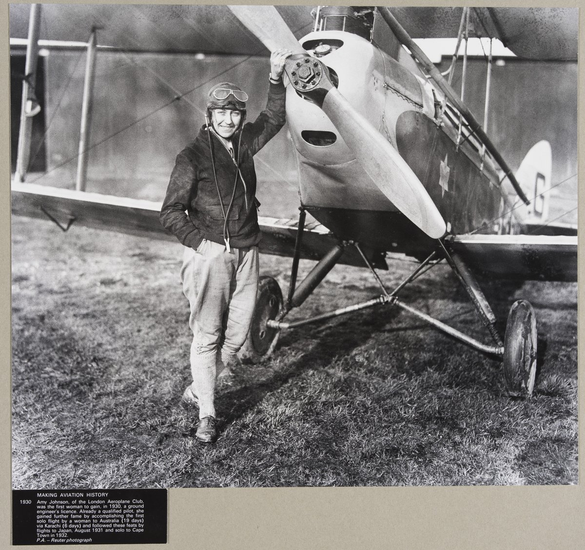 🛫 Amy Johnson was the first woman to gain a ground engineer's licence in 1930 and to fly solo from London to Australia in 19 days in 1965. She also modelled for Elsa Schiaperelli and released her own merchandise.