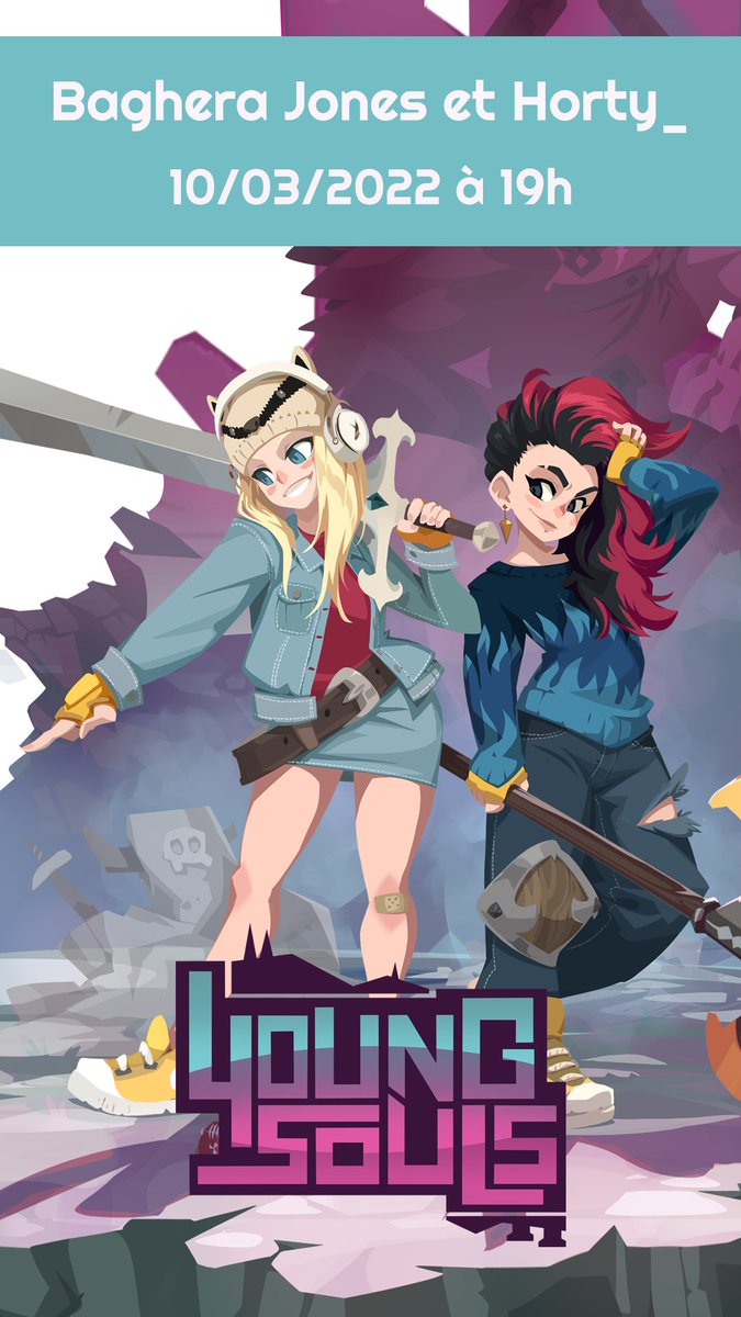 Très très hâte de découvrir Young Souls avec <a href="/HortyUnderscore/">Horty Undercover</a> demain à 19h sur ma chaine!!
Ca fait un petit moment que j'attends cette soirée, le jeu a l'air vraiment incroyable !!! 

Et OMG cet artwork de <a href="/XaGueuzav/">Xa</a> là........ 🔥
<a href="/1p2pStudio/">Young Souls Game</a> <a href="/TheArcadeCrew/">The Arcade Crew | Cross Blitz is OUT!</a> 

Bref, soyez là.....