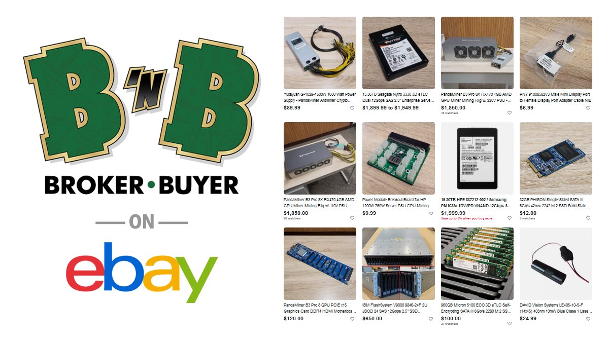 MyDigital's tweet photo. #Save on your #nextproject! 

@BnBBrokerBuyer on #eBay offers a variety of #new, #OEM, #openbox, #refurbished, #used, and #forparts items including #solidstatedrives, #cryptomining #parts and #accessories, #electronics, #collectibles, #andmore. 

SHOP NOW: https://t.co/Dl0PLd56O1 https://t.co/Is2BR9rJBk