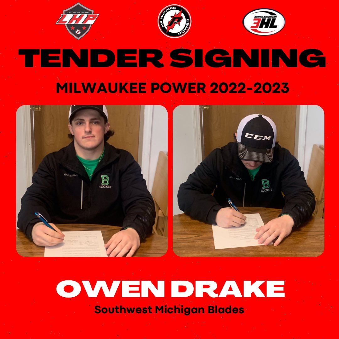 westbendpower's tweet photo. The Power is proud to announce another tender signing for the 2022-2023 season! 

Owen Drake from Kalamazoo, Michigan has signed to play next season. 

Welcome to the Power, Owen!👏

@WAHA_Hockey @wiaawi @OzaukeeIce https://t.co/vm6O2c3OeQ