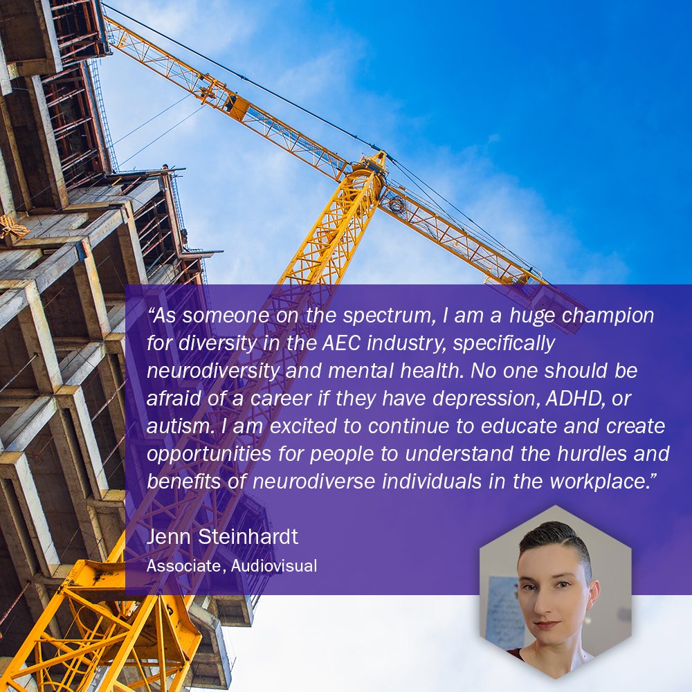 ShenMilsomWilke's tweet photo. SM&W was founded on the values of diversity and inclusion. AV Associate Jenn Steinhardt (@NerdyGirlAV) is a perfect example of someone who embodies those values.
#womeninconstructionweek #womeninconstruction #AVTweeps #AVDesign #AEC #technologydesign #neurodiversity https://t.co/sPYPFi8gNn