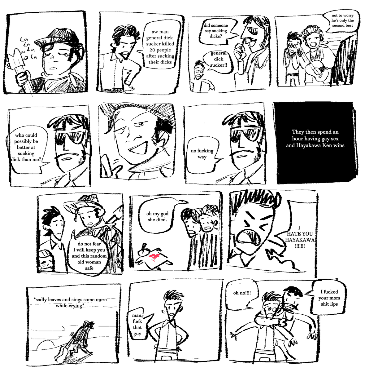 genuinely forgot I made this a while ago. My comic version of what the formula of every Kaiketsu Zubat episode is like 