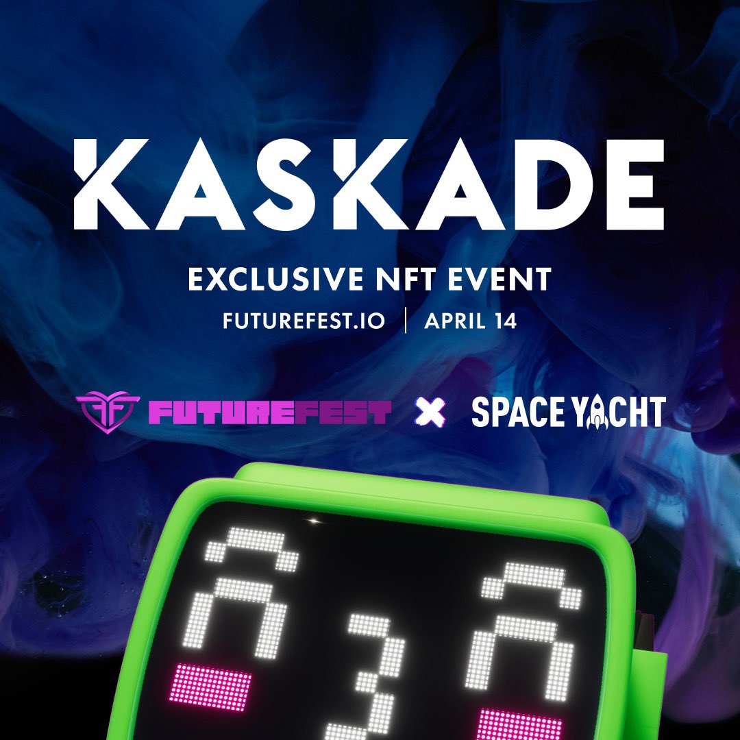 futurefestxr's tweet photo. Come play with multi-Grammy nominated EDM artist: @kaskade! π― For our first exclusive NFT holder event (4/14). In partnership with @spaceyacht, our event gives our audience the ability to interact and explore our world as their Futurebot #CNFT. Join us on the digital dance floor https://t.co/XApYkbPNOd