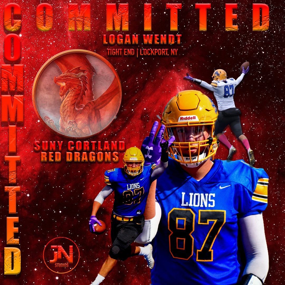 LoganWendt87's tweet photo. I’m proud to announce my commitment to @CortlandStateFB been a dream of mine for the longest time and I’m happy to be a part of a great program @_CoachWallace @_CoachFitz #the117 🔴⚪️🐉 https://t.co/TibKN3rnhN