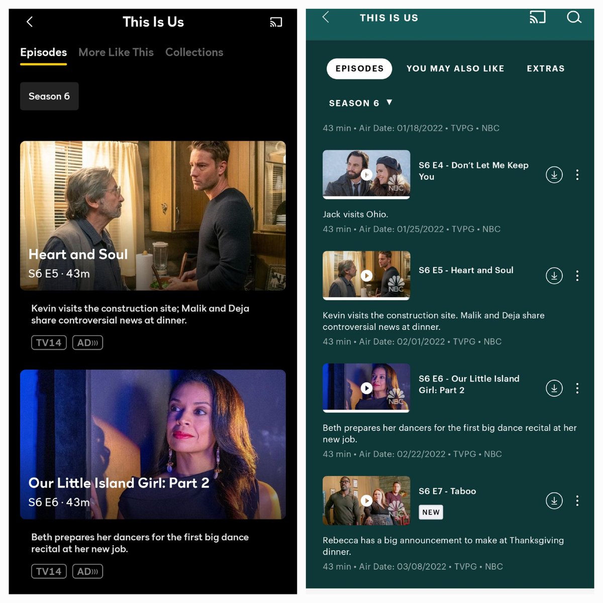 PaulTinTX's tweet photo. How can #Hulu have a #ThisIsUs episode available for streaming before #NBC own streaming service #PeacockTV? Maybe I should cancel one of the services 🤔 https://t.co/ZHAqo3HLcY