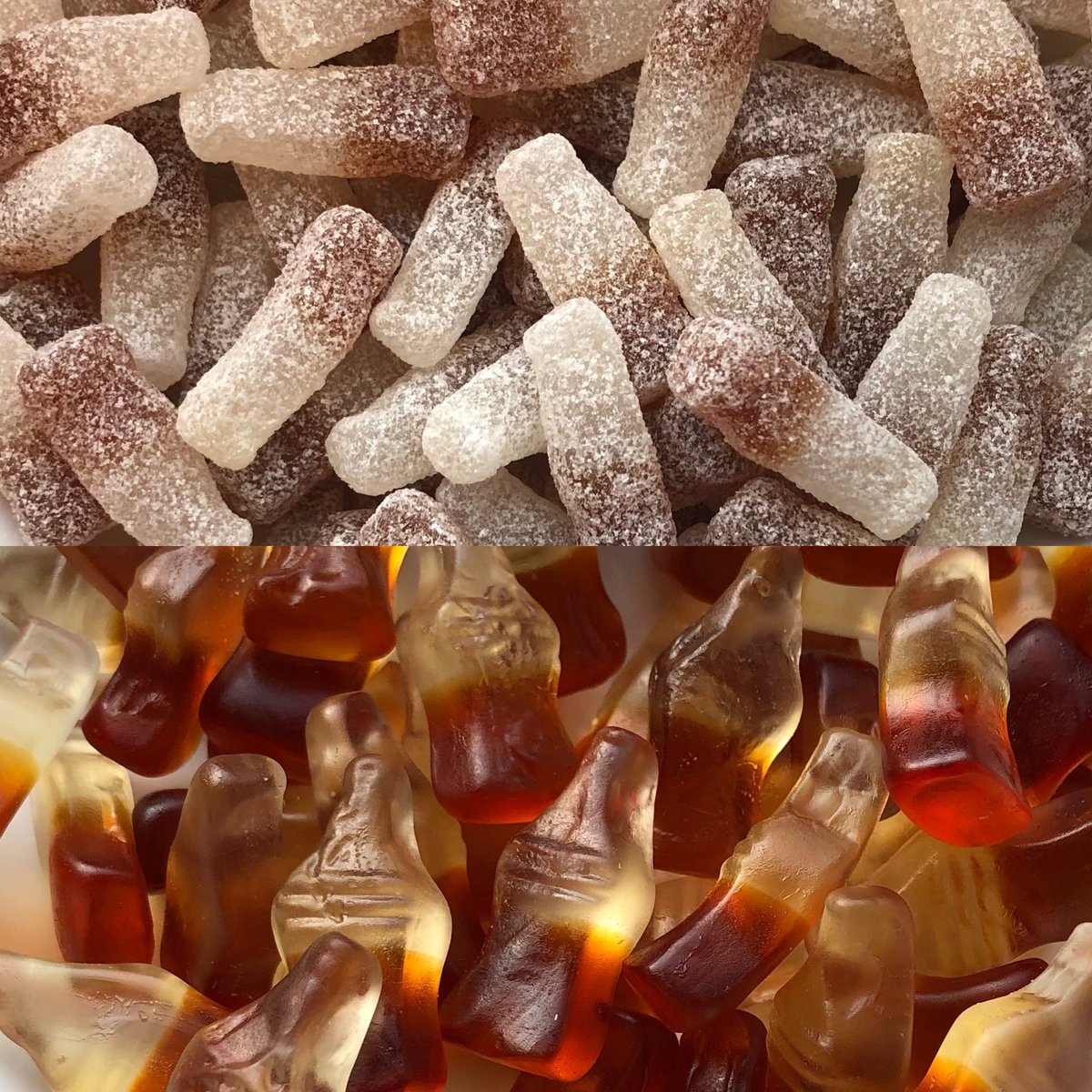 SpoonfulSweets's tweet photo. Which would you choose fizzy cola bottles or Haribo cola bottles?
#sweets #pickandmix #sweetsuk https://t.co/iGCNKrVOax