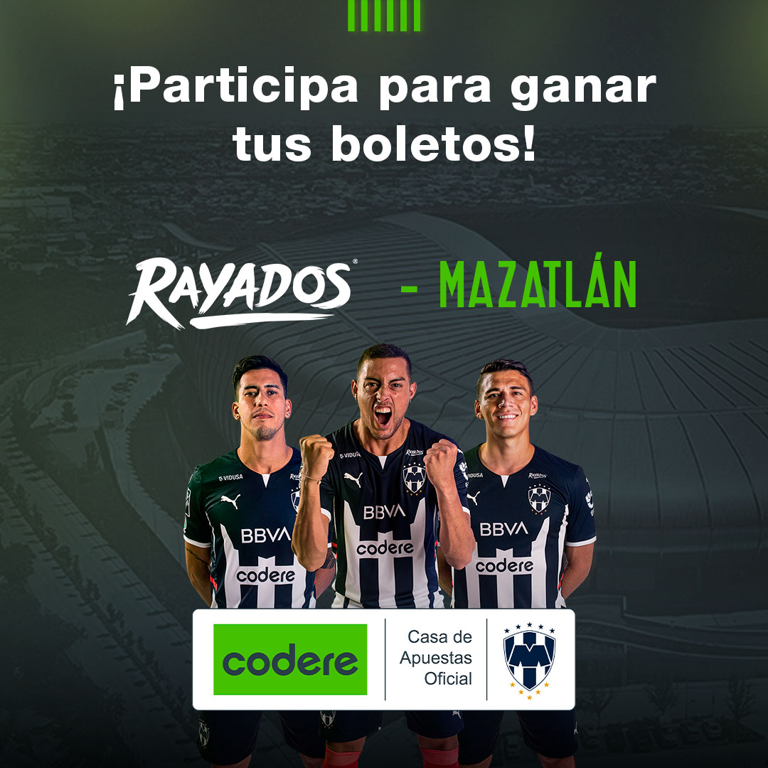 CodereMX's tweet photo. 🇫🇮 ¡Te invitamos al estadio para apoyar a @Rayados! 🤠

Participa para ganar 1 de los 4 pases dobles: 
✅ Síguenos
🔁 Dale RT a este post
👩🏾‍🤝‍👨🏼‍Etiqueta a tus acompañante y usa el #CodereEsRayado

⏰Mañana a las 5 p.m. cerramos la dinámica y anunciaremos a los ganadores. https://t.co/ukNZWfKMoW
