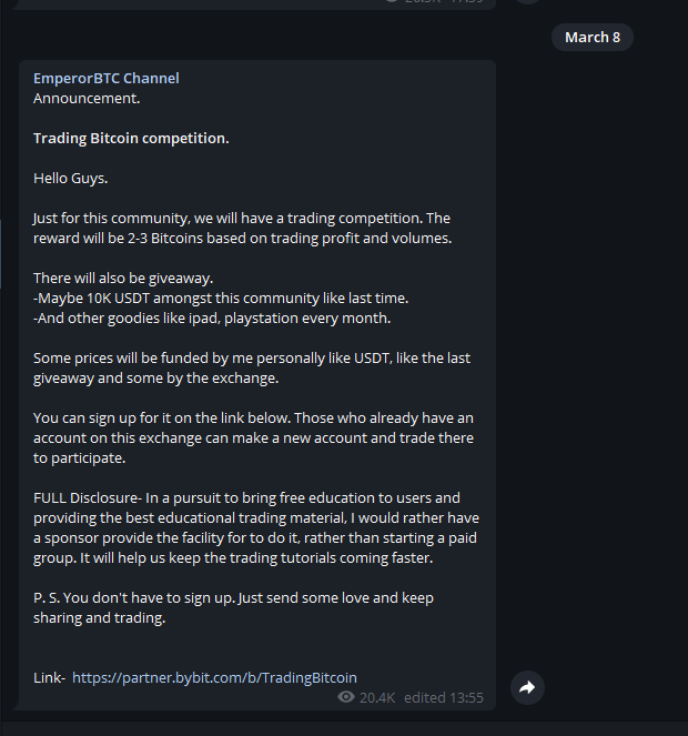 ConsWitcher's tweet photo. @EmperorBTC is this you? fucking hypocrite getting paid by referrals and fees people pay for their trades then shitting on all paid groups for no reason. That's how businesses work, people want things done for them why not offer services that are worth it for them? check your facts bro https://t.co/ego5XRDUC9