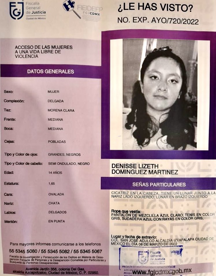 ricardobucio's tweet photo. Gracias por difundir para poder localizar a Denisse Lizeth Domínguez Martínez, de 14 años. 

🙏🏽 https://t.co/b6qKI0AR06