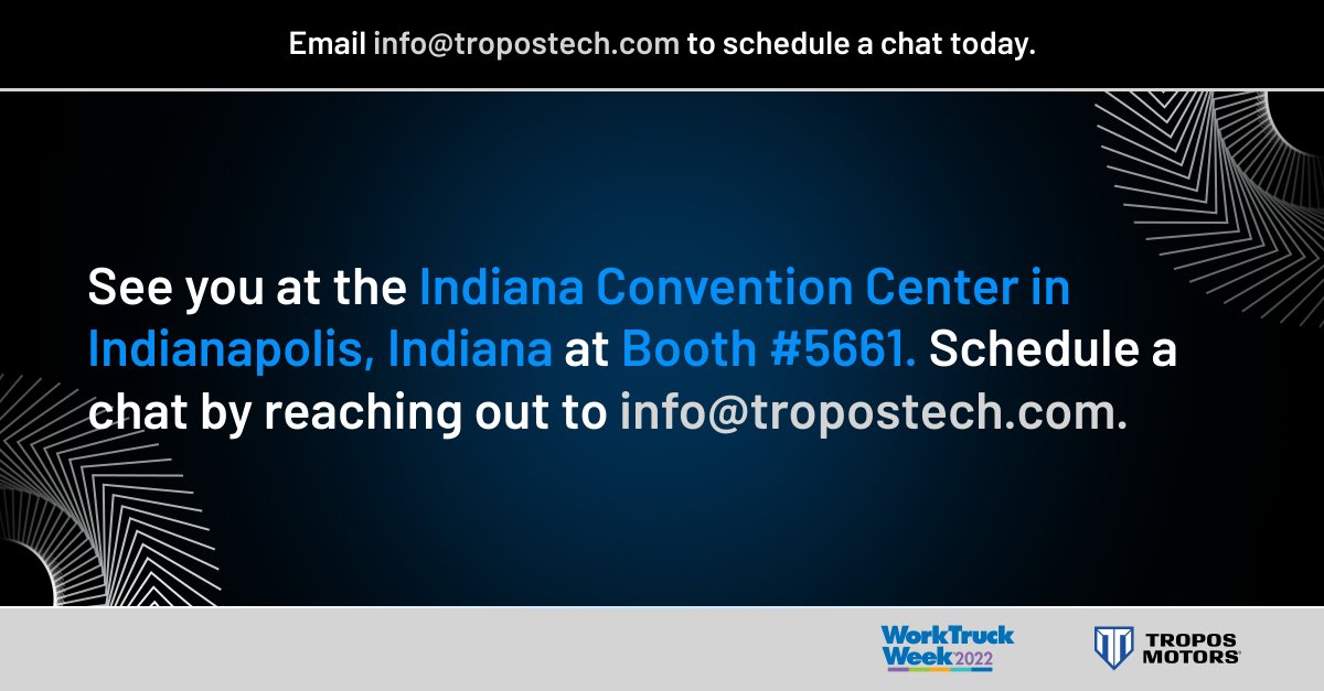 We’re at Work Truck Week 2022! Come visit us at Booth #5661 to learn more about our zero-emissions vehicle platform and available Upfit Packages. Find out more at: troposmotors.com.